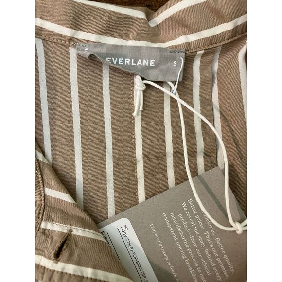 NWT Everlane the woven striped button down cropped pajama top - Picture 5 of 8